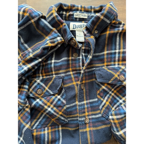 Duluth Untucked Flannel Shirt L Relaxed Fit Button Down Multicolor Plaid - Picture 1 of 6